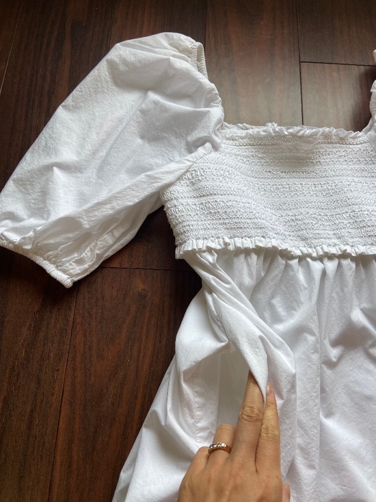 American Eagle Outfitters Dresses & Skirts - AMERICA EAGLE Puff Sleeve Smocked Chest Mini Dress White w/Pockets